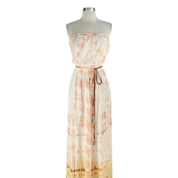 Gypsy 05 Anthropologie Blush Sibori Silk Tie Dye Strapless Cover Up Maxi Dress S - Picture 4 of 6